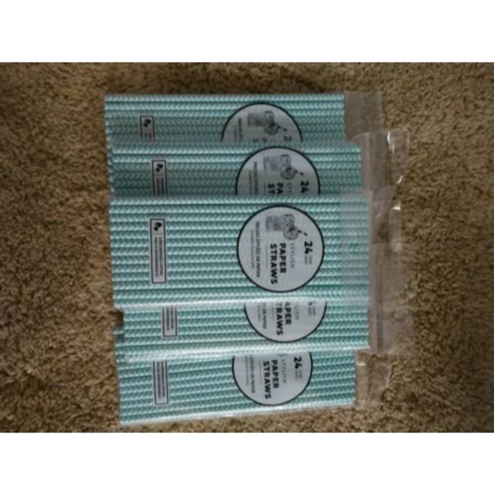 Paper PARTY STRAWS Blue Stripe 6 packs of 24-Count Biodegradable Vintage-Style